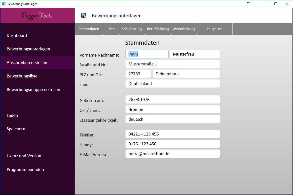 Software zum Schreiben von Bewerbungen