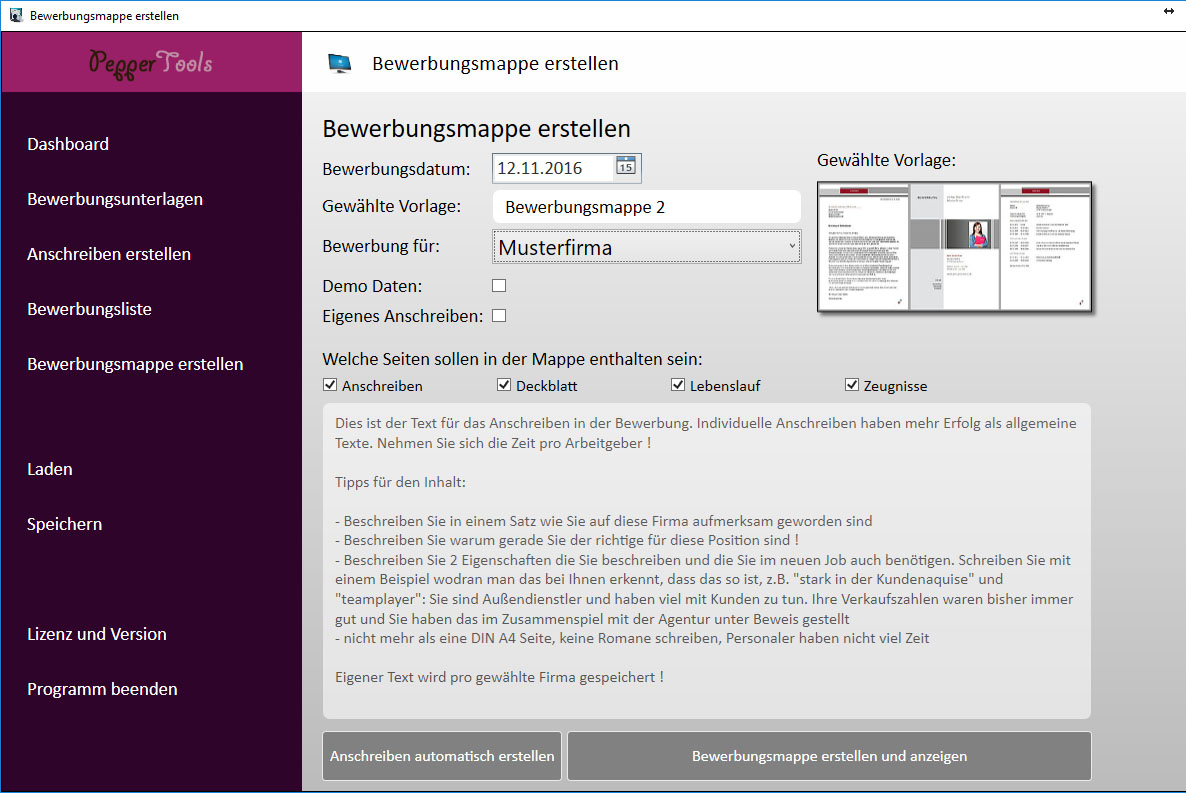 Software zum Schreiben von Bewerbungen